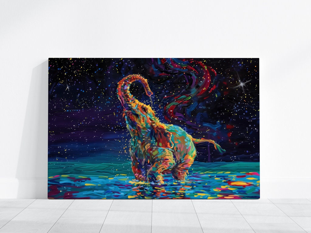 Cosmic Swan Fantastical Digital Illustration Interactive Wall Art