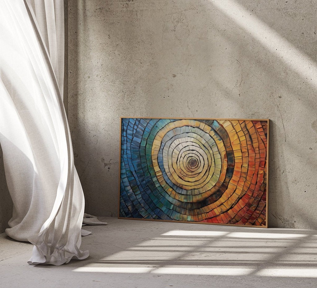 Vibrant Abstract Mosaic Concentric Circles of Color Interactive Wall Art