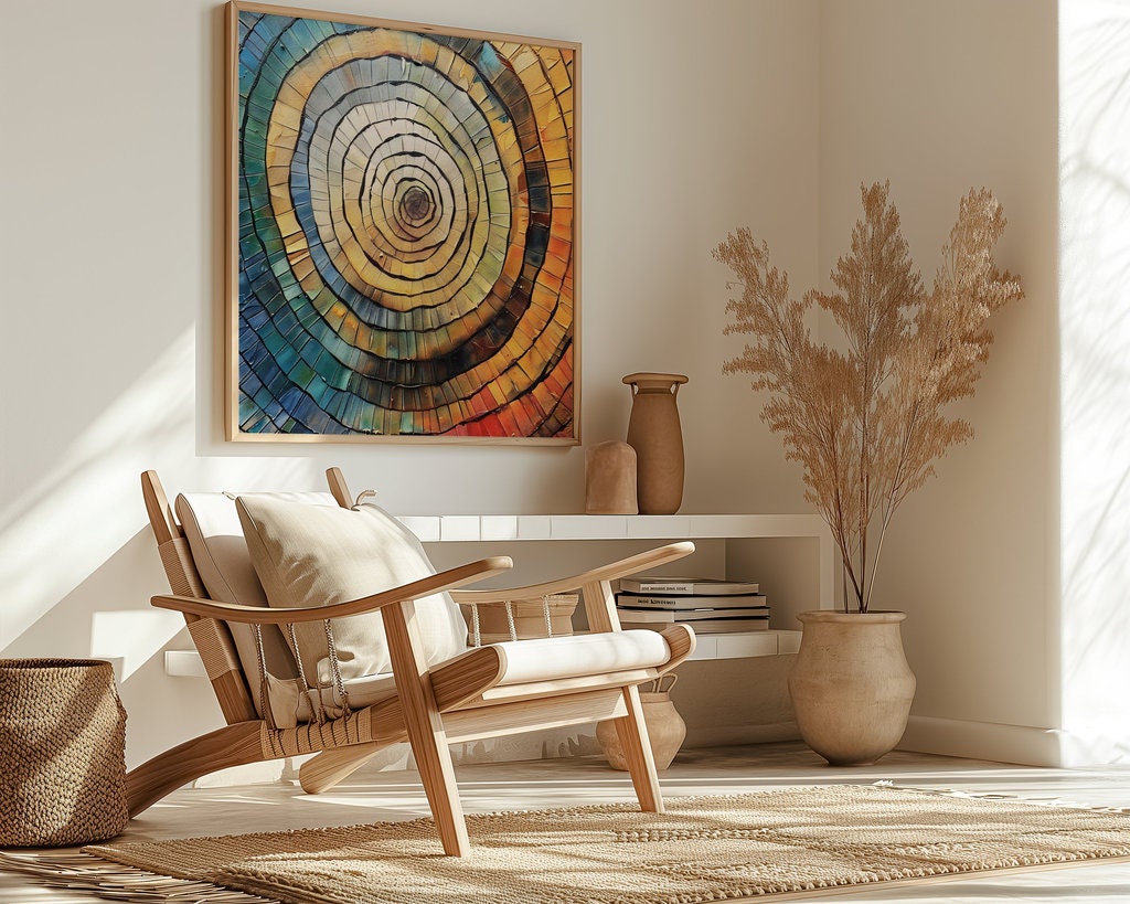 Vibrant Abstract Mosaic Concentric Circles of Color Interactive Wall Art