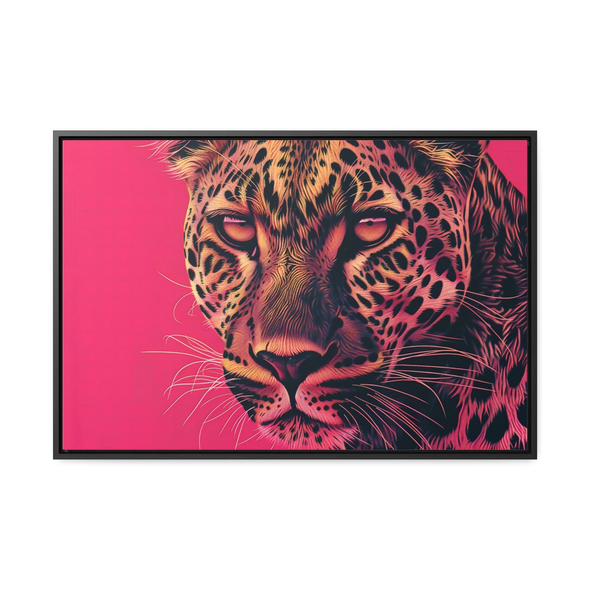 Fierce Leopard Intense Eyes and Vibrant Pink Art Interactive Wall Art