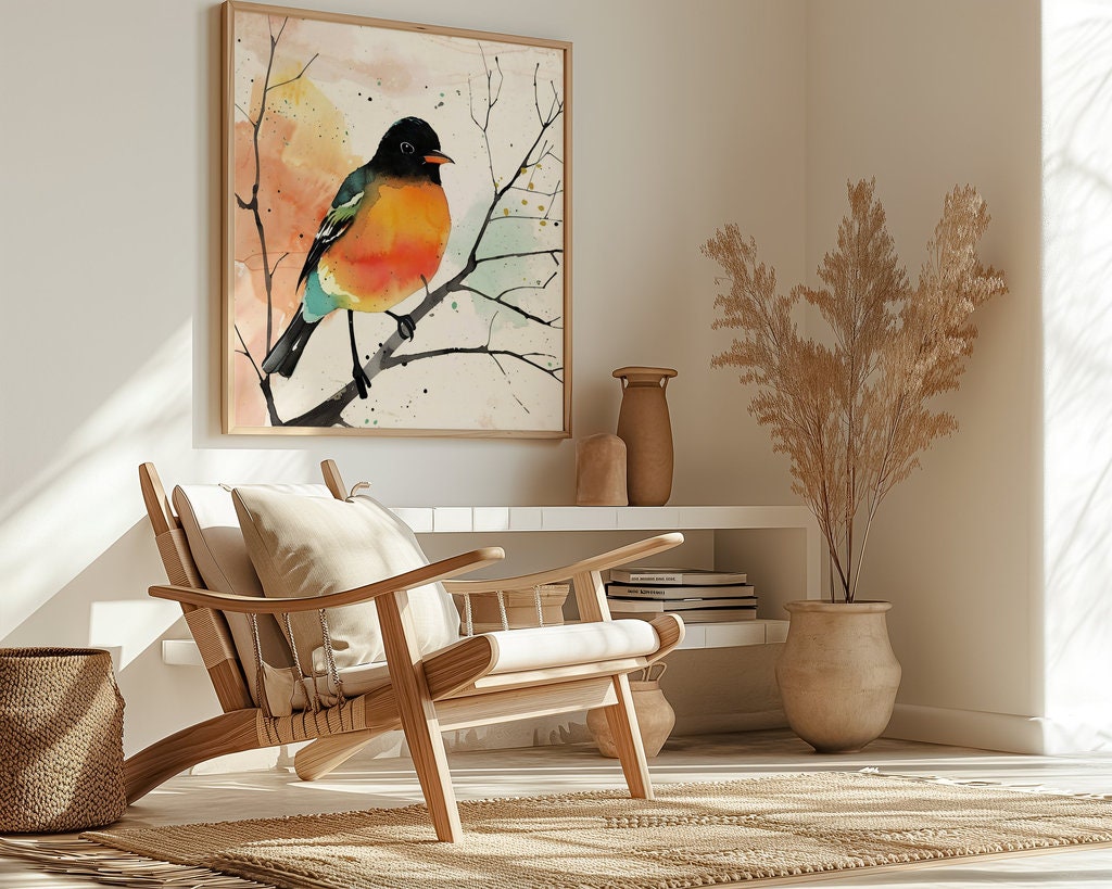 Vibrant Bird in Watercolor Interactive Wall Art