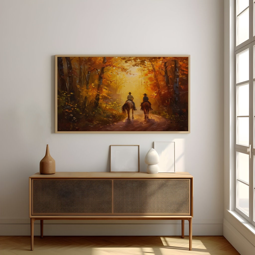 Autumn Riders Tranquil Journey Interactive Wall Art