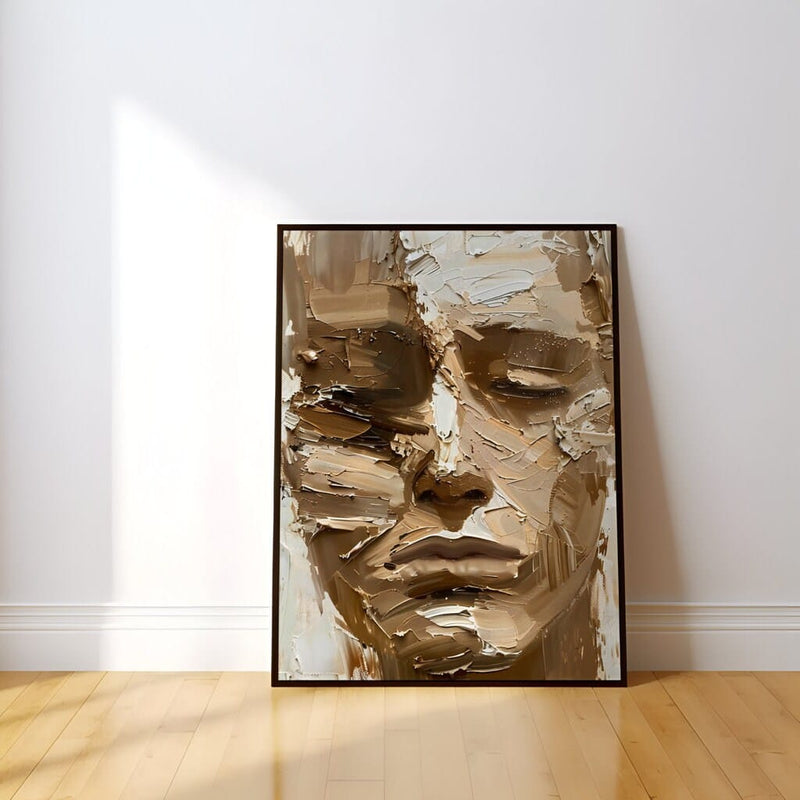 Expressive Abstract Portrait - Earth Tone Wall Art | Modern Textured Soul Painting