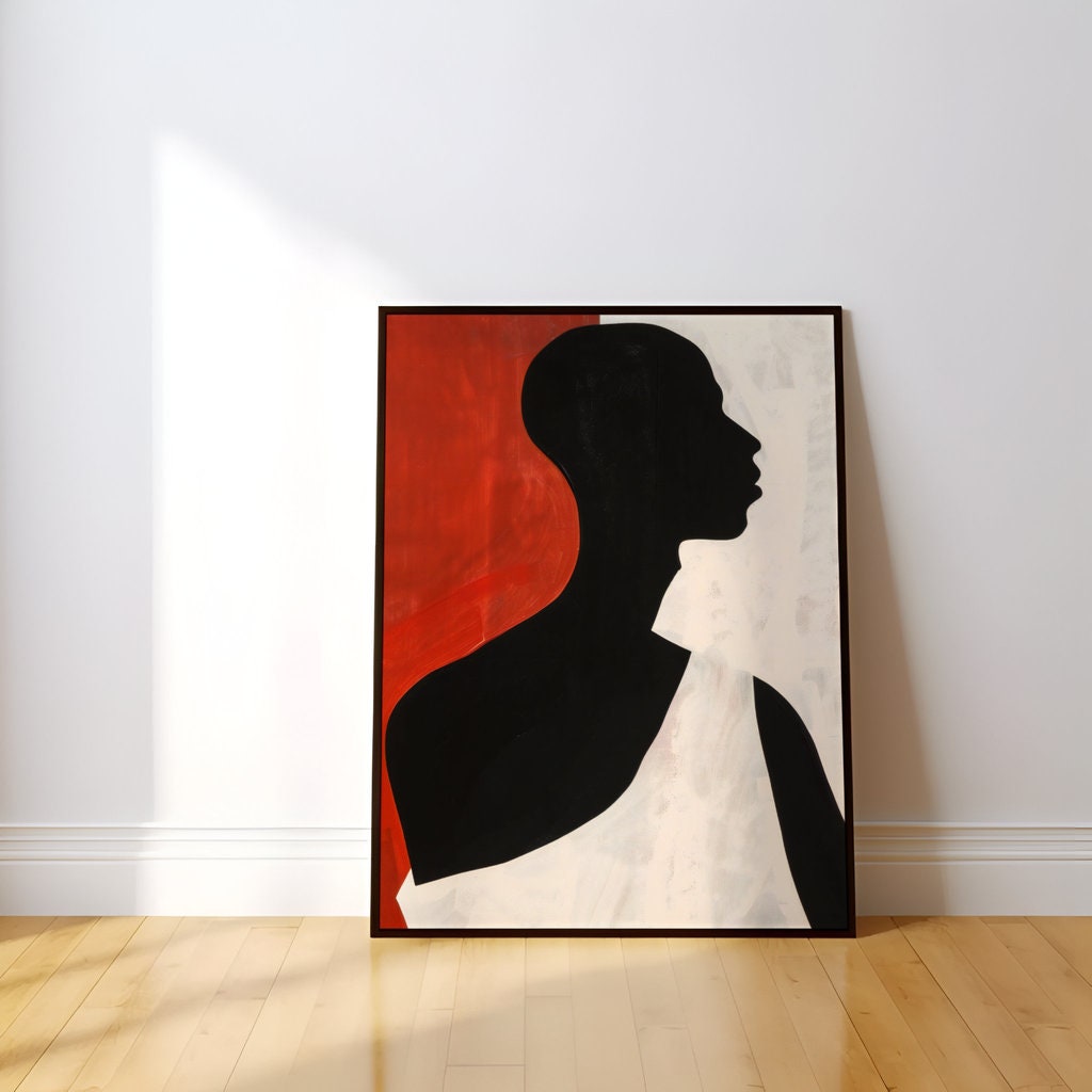 Silhouette in Red Minimalist Expression Interactive Wall Art