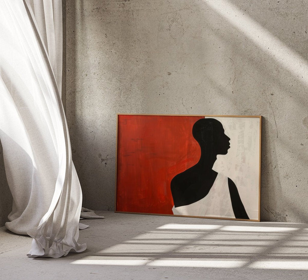 Silhouette in Red Minimalist Expression Interactive Wall Art