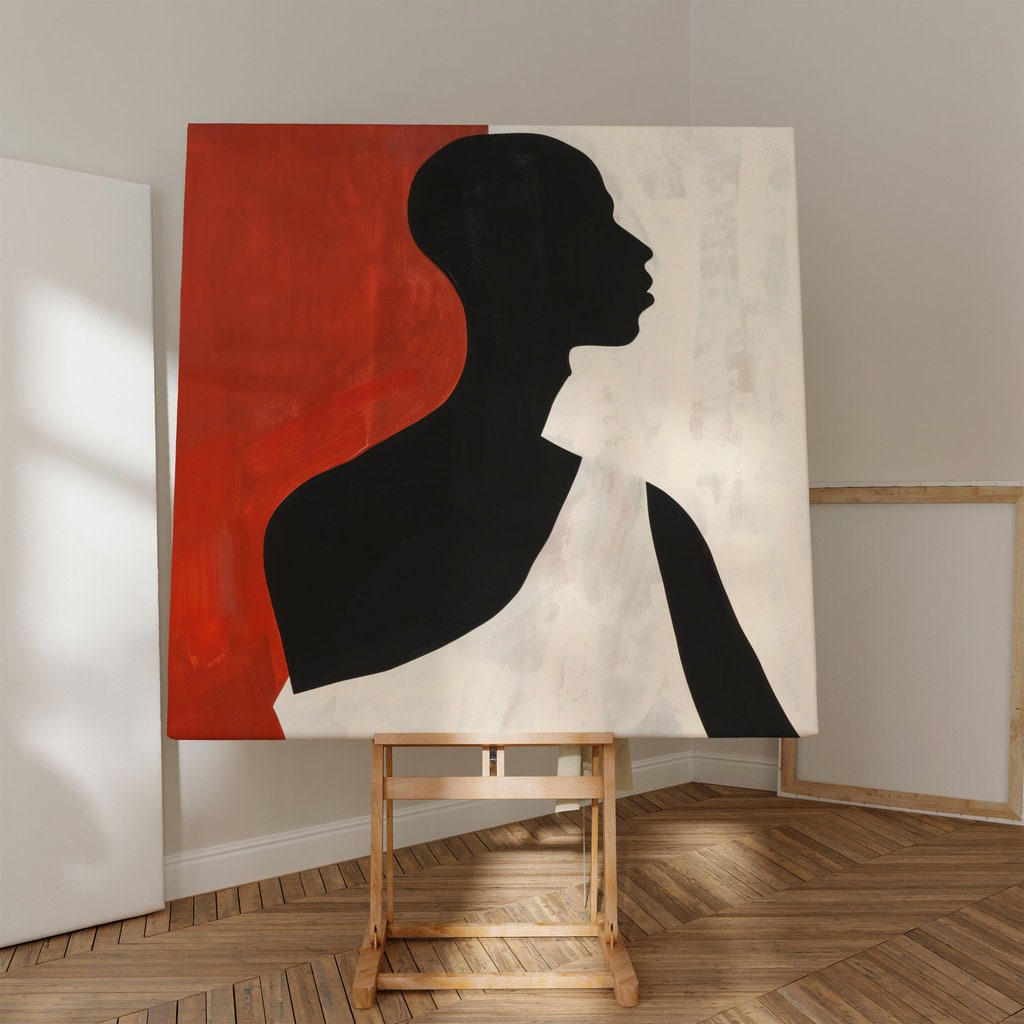 Silhouette in Red Minimalist Expression Interactive Wall Art