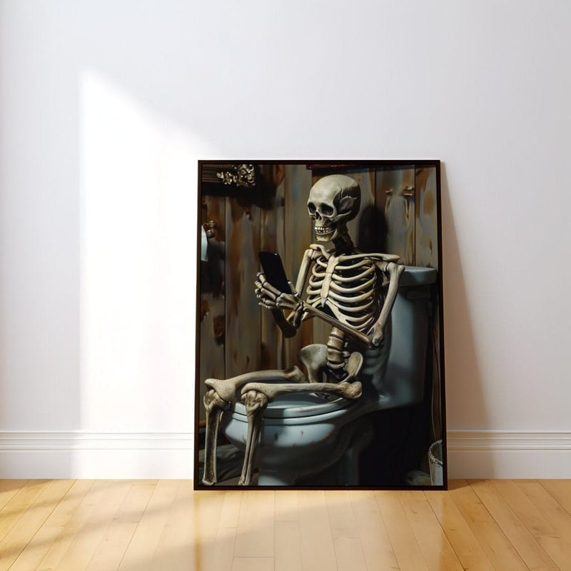 Dark Skeleton Art – Gothic Bathroom Decor | Moody Skeleton Toilet Print