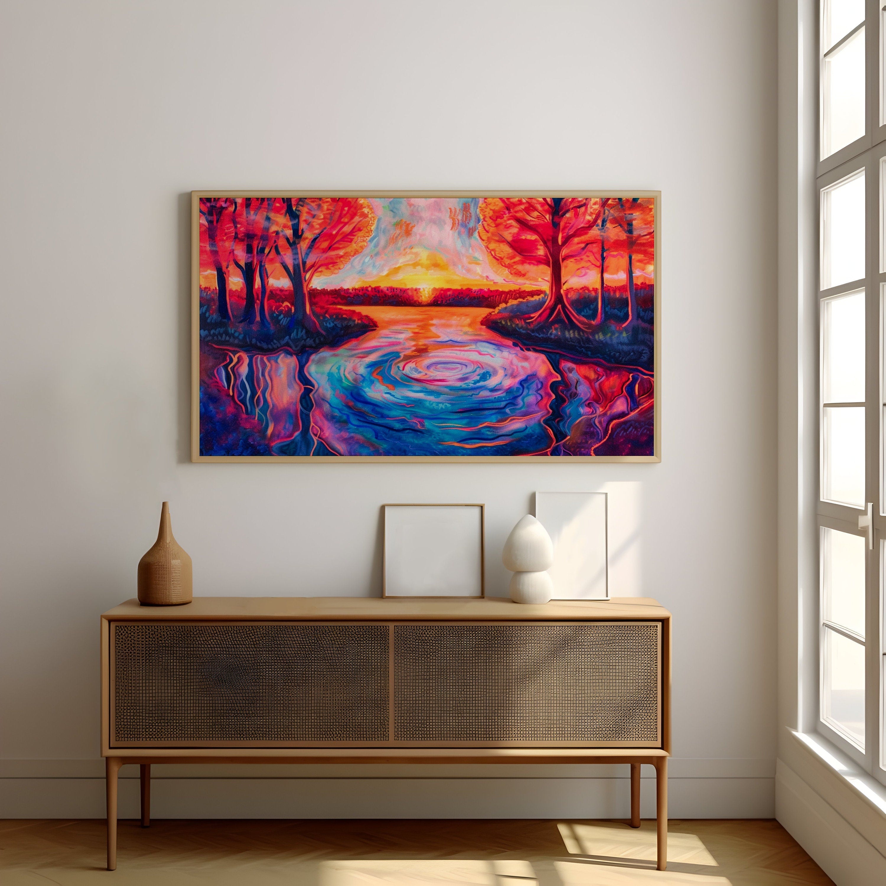 Psychedelic Forest: Vibrant & Surreal Landscape Art | Colorful & Whimsical Wall Decor