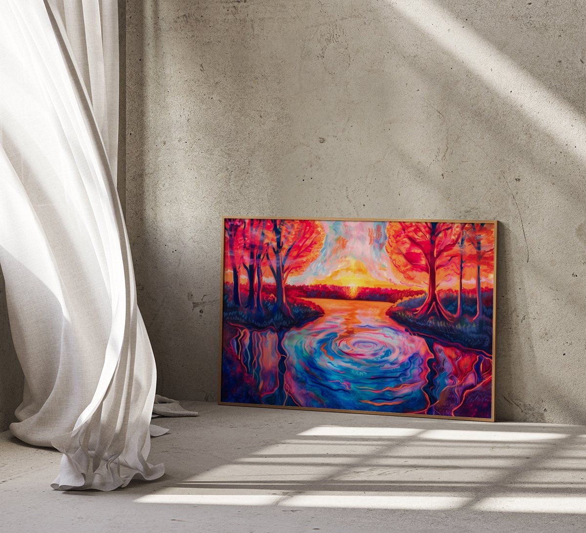 Psychedelic Forest: Vibrant & Surreal Landscape Art | Colorful & Whimsical Wall Decor