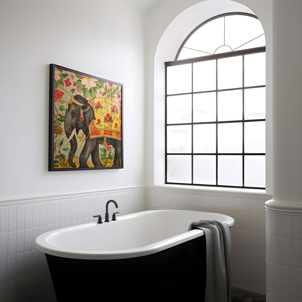The Maharajah's Elephant: Regal Indian Animal Art | Ornate & Vibrant Wall Decor