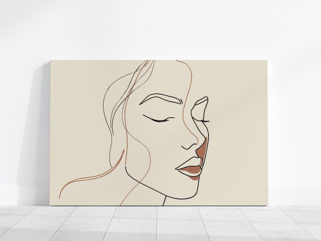 Serene Lines: Minimalist Portrait of a Woman Interactive Wall Art