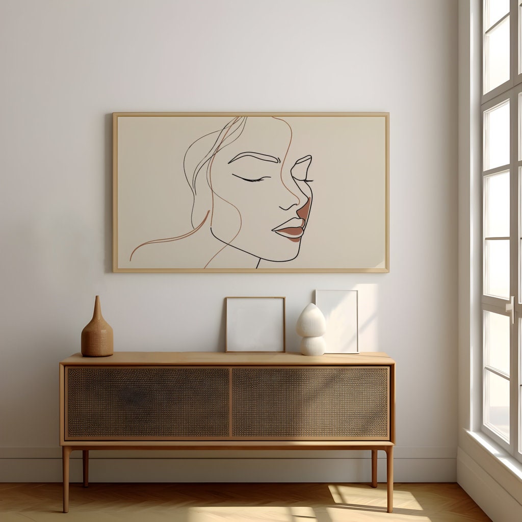 Serene Lines: Minimalist Portrait of a Woman Interactive Wall Art