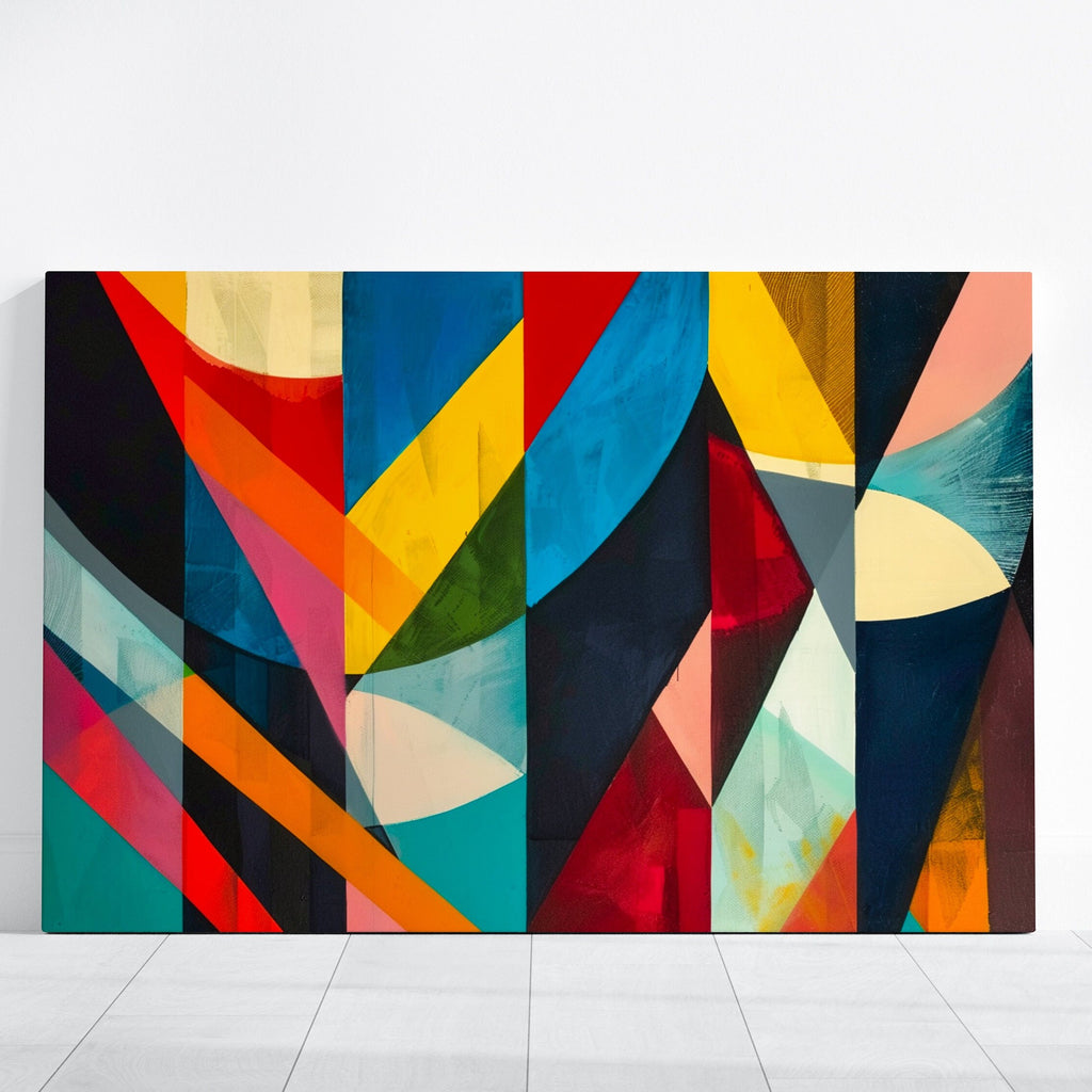 Dynamic Geometry Abstract Composition Geometric Shapes in Vibrant Colors Interactive Wall Art