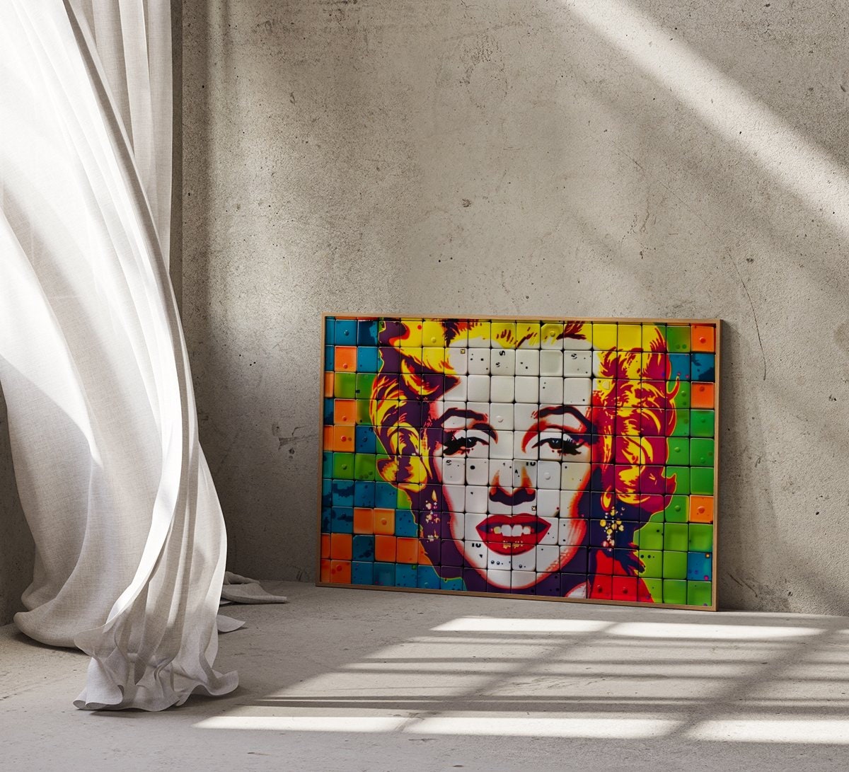The Blonde Venus: Marilyn Monroe Pop Art Mosaic | Modern & Vibrant Hollywood Glamour Decor