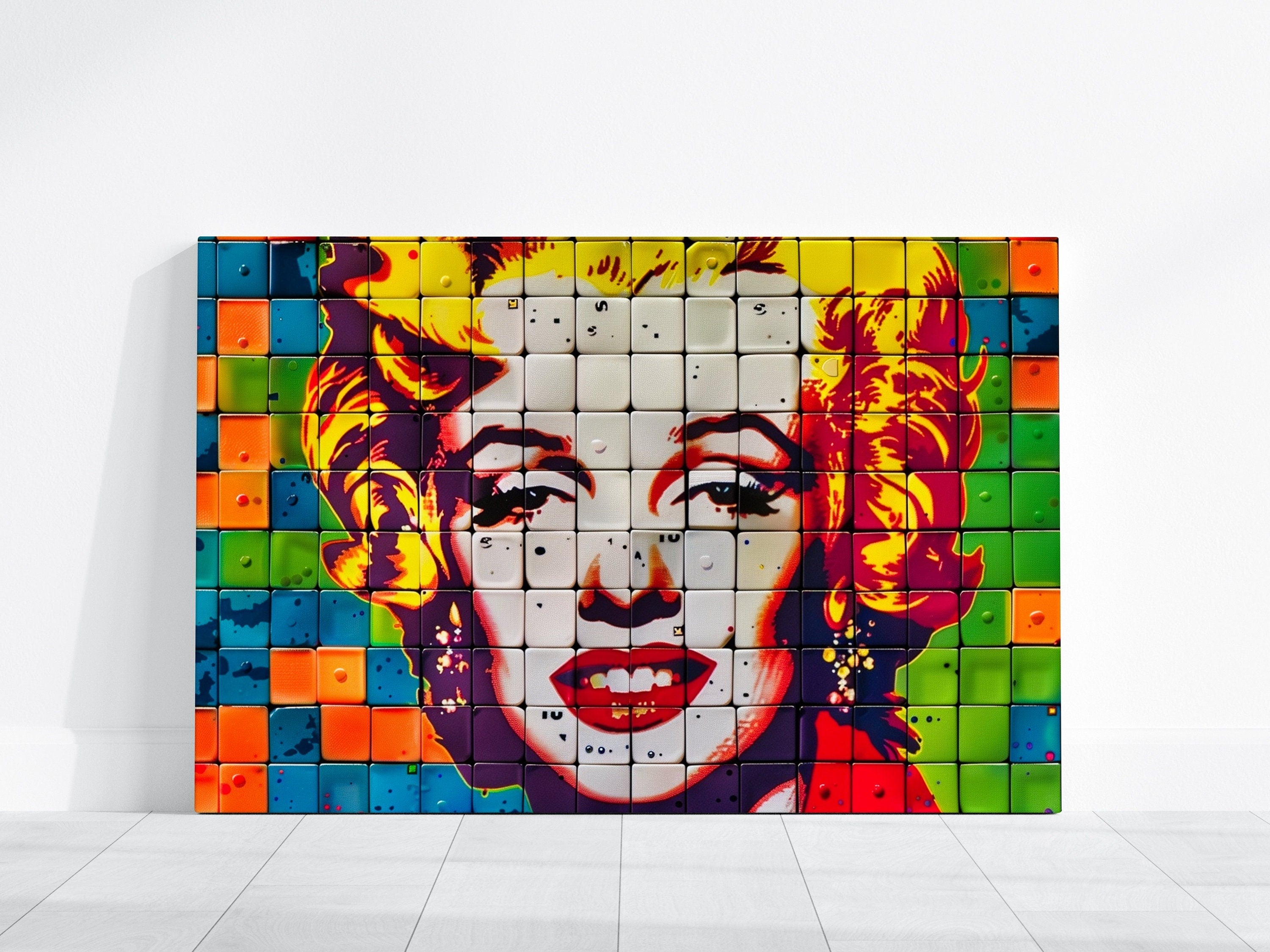 The Blonde Venus: Marilyn Monroe Pop Art Mosaic | Modern & Vibrant Hollywood Glamour Decor