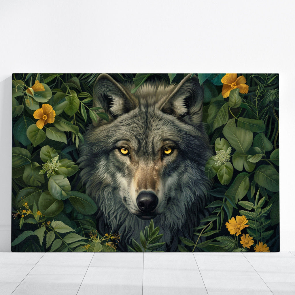 Gray Wolf with Piercing Yellow Eyes Interactive Wall Art