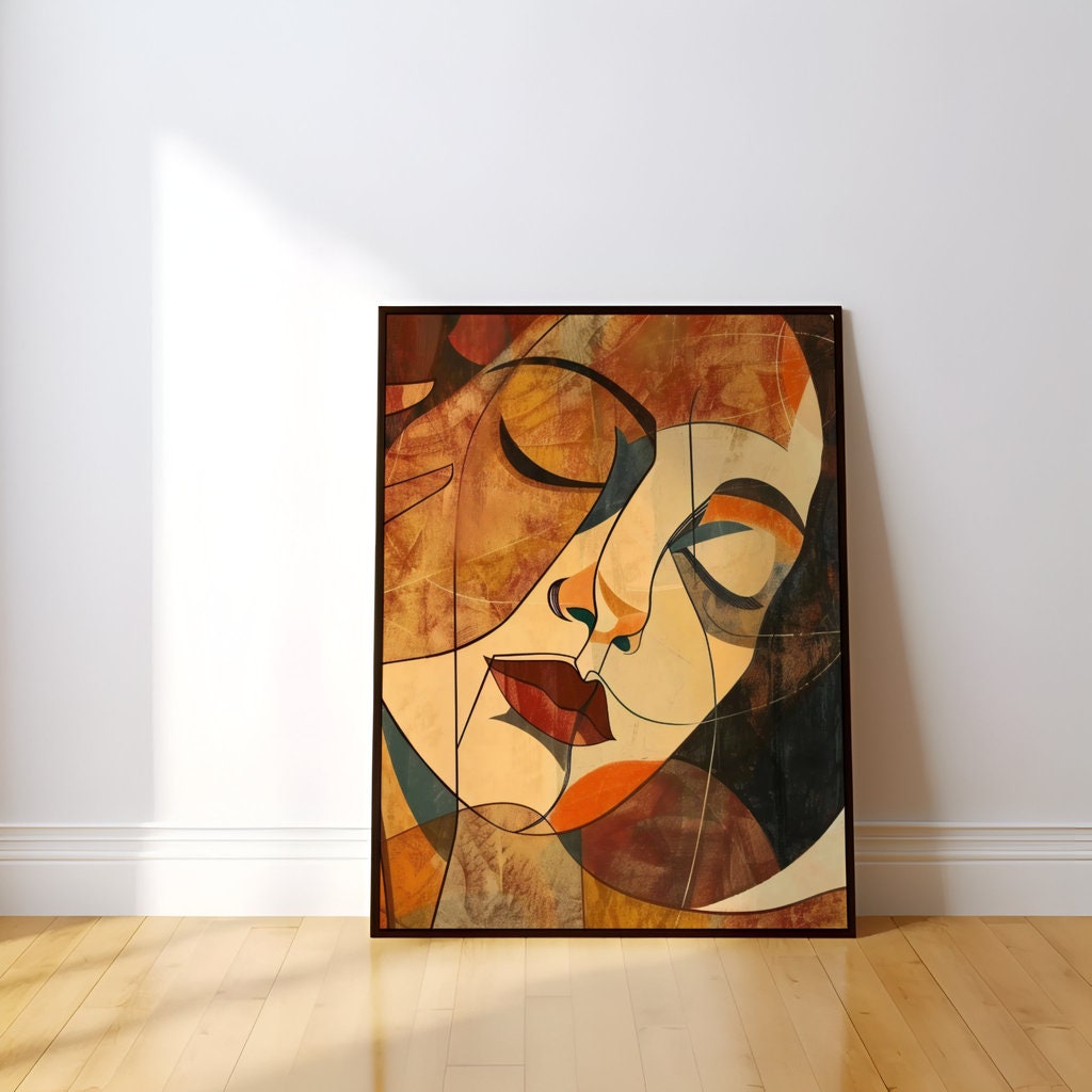 The Earth Mother: Warm, Earthy Cubist Woman Portrait | Modern & Abstract Wall Decor