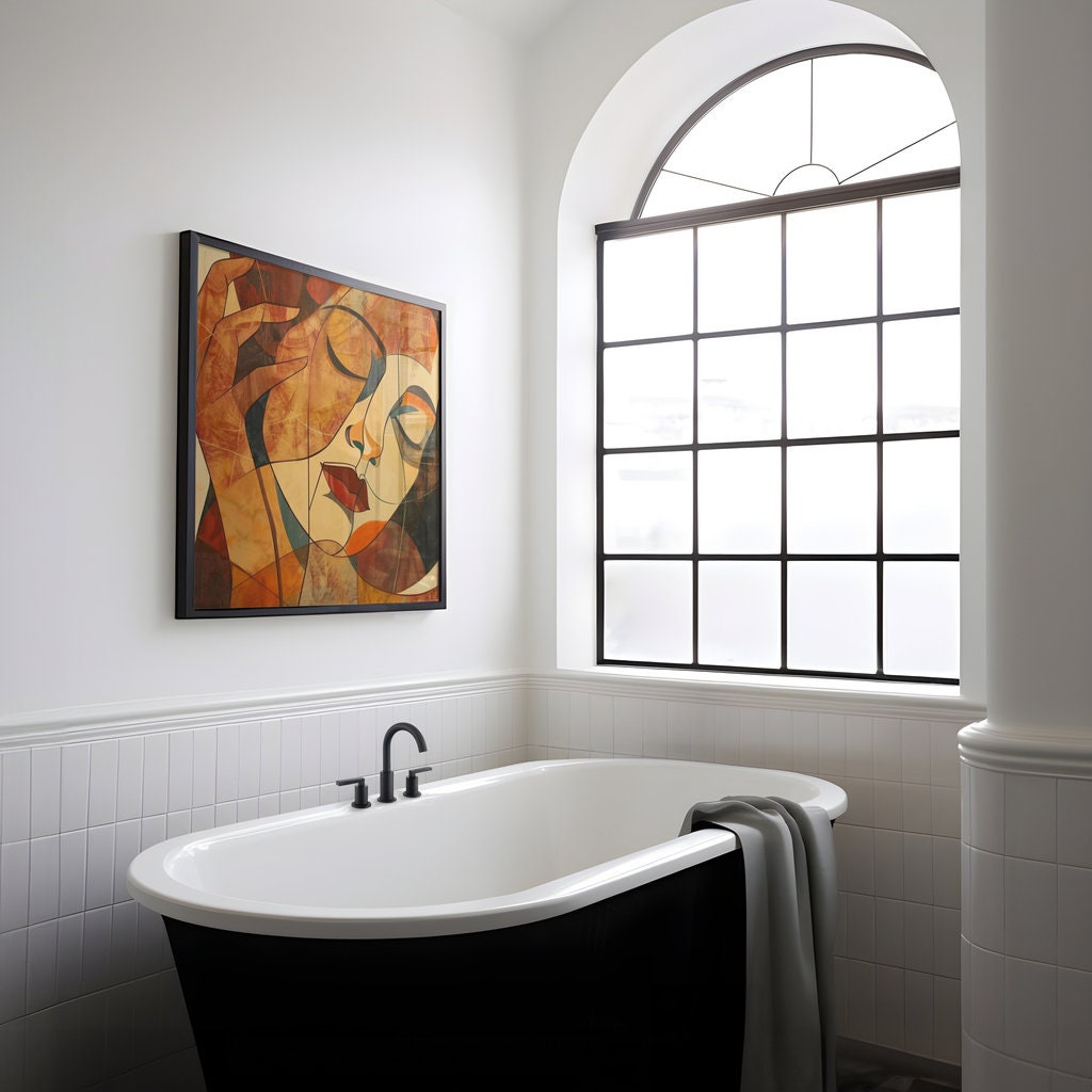 The Earth Mother: Warm, Earthy Cubist Woman Portrait | Modern & Abstract Wall Decor