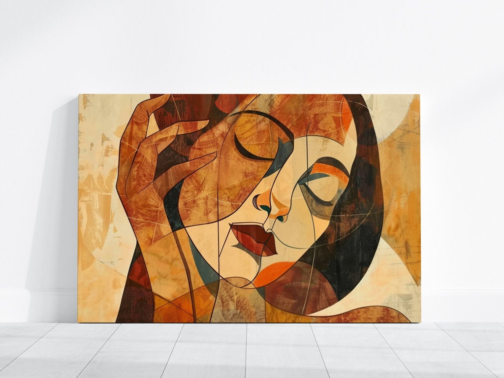 The Earth Mother: Warm, Earthy Cubist Woman Portrait | Modern & Abstract Wall Decor
