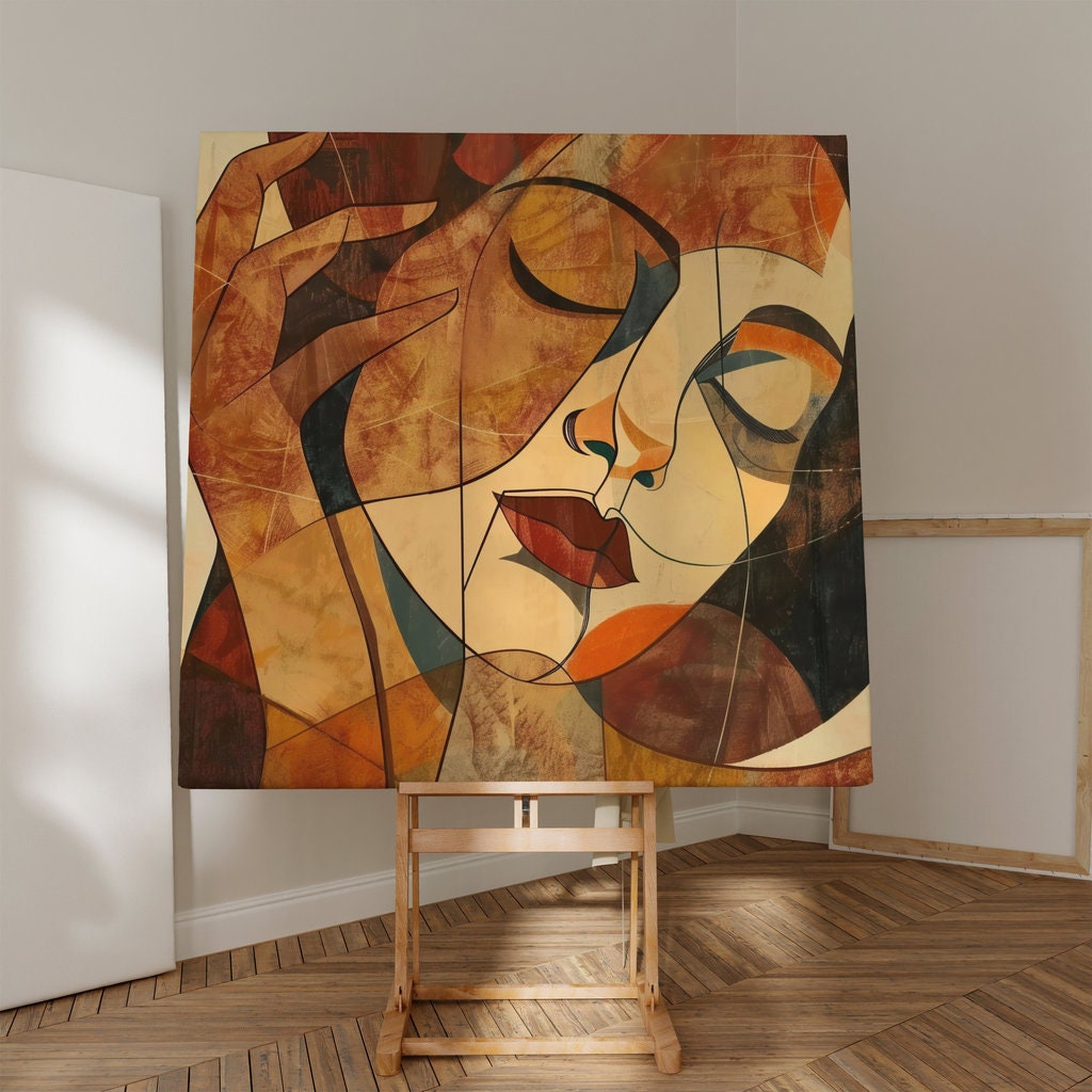 The Earth Mother: Warm, Earthy Cubist Woman Portrait | Modern & Abstract Wall Decor