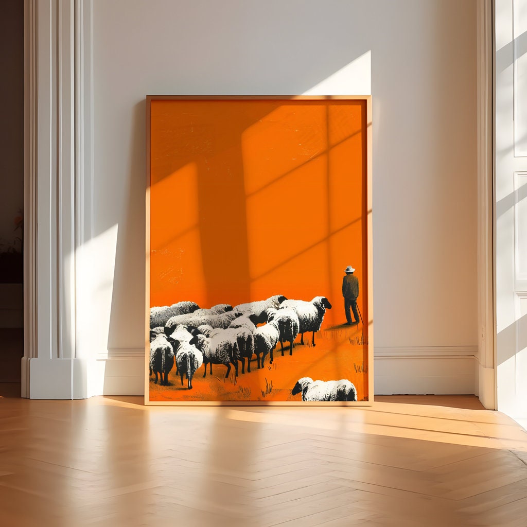 Shepherd in the Orange Expanse Interactive Wall Art