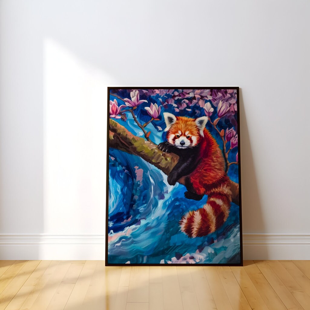 Whimsical Red Panda Interactive Wall Art