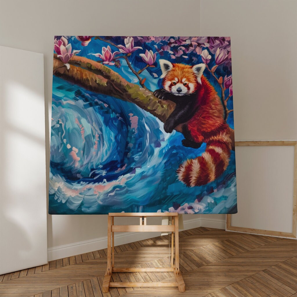 Whimsical Red Panda Interactive Wall Art