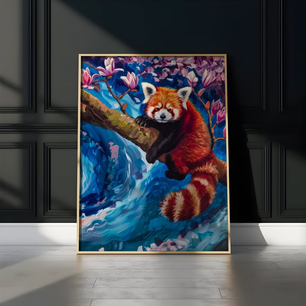 Whimsical Red Panda Interactive Wall Art