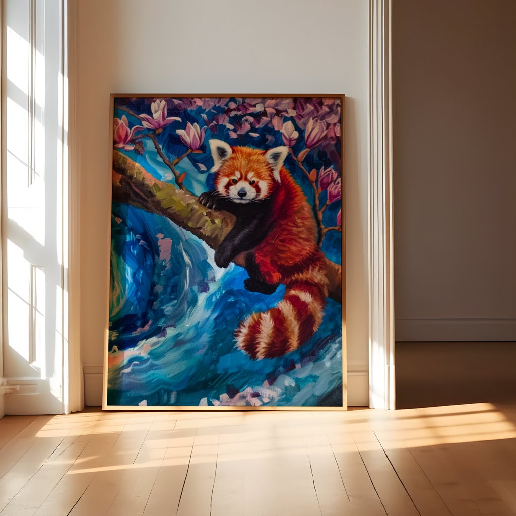 Whimsical Red Panda Interactive Wall Art