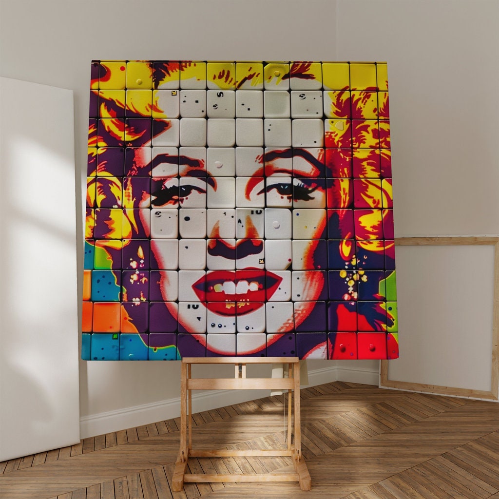 The Blonde Venus: Marilyn Monroe Pop Art Mosaic | Modern & Vibrant Hollywood Glamour Decor