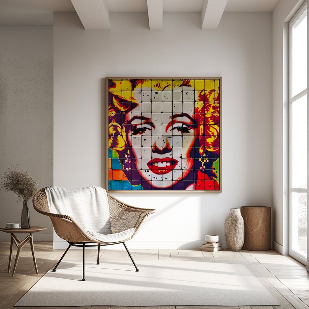 The Blonde Venus: Marilyn Monroe Pop Art Mosaic | Modern & Vibrant Hollywood Glamour Decor