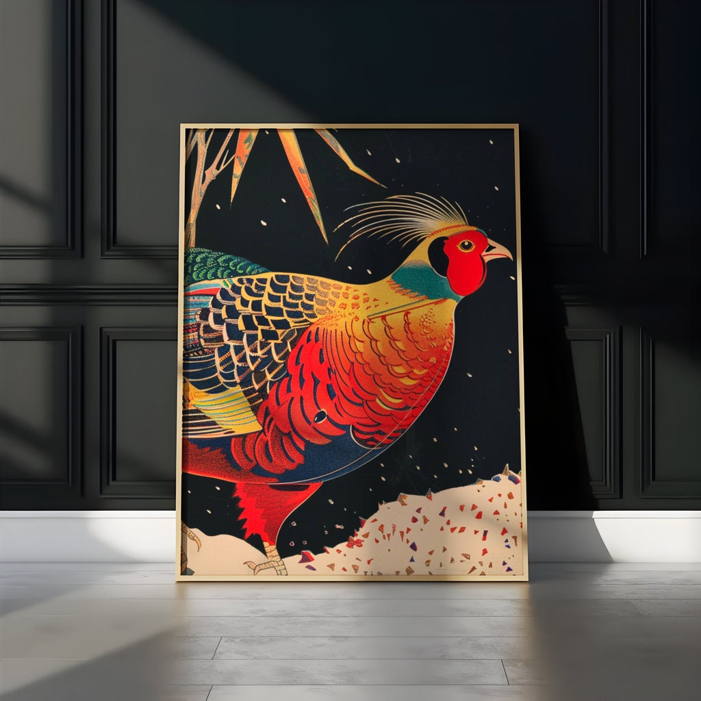 Golden Pheasant Majesty Traditional Japanese Interactive Wall Art