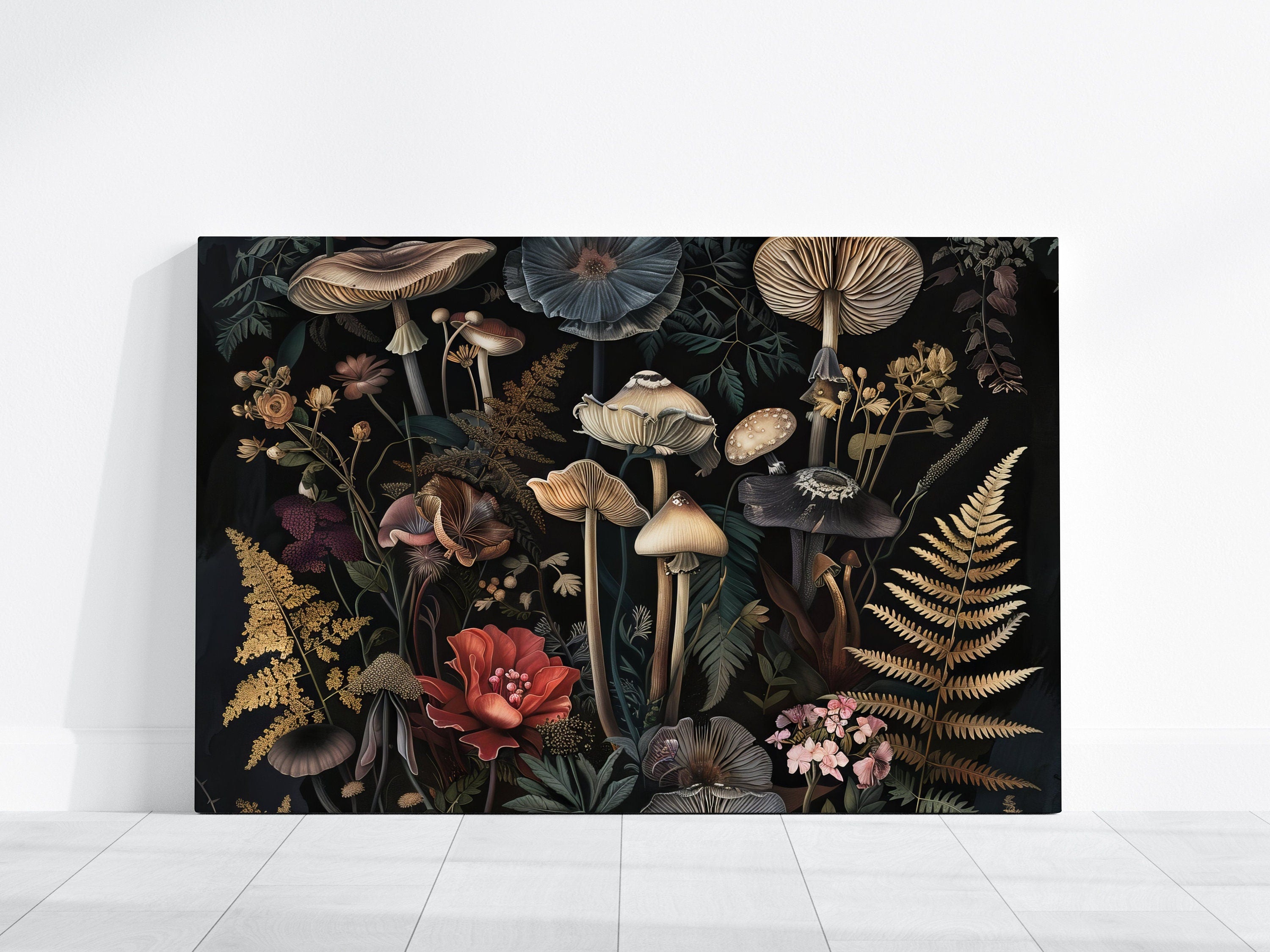 Enchanted Fungi Hyperrealistic Botanical Illustration Interactive Wall Art