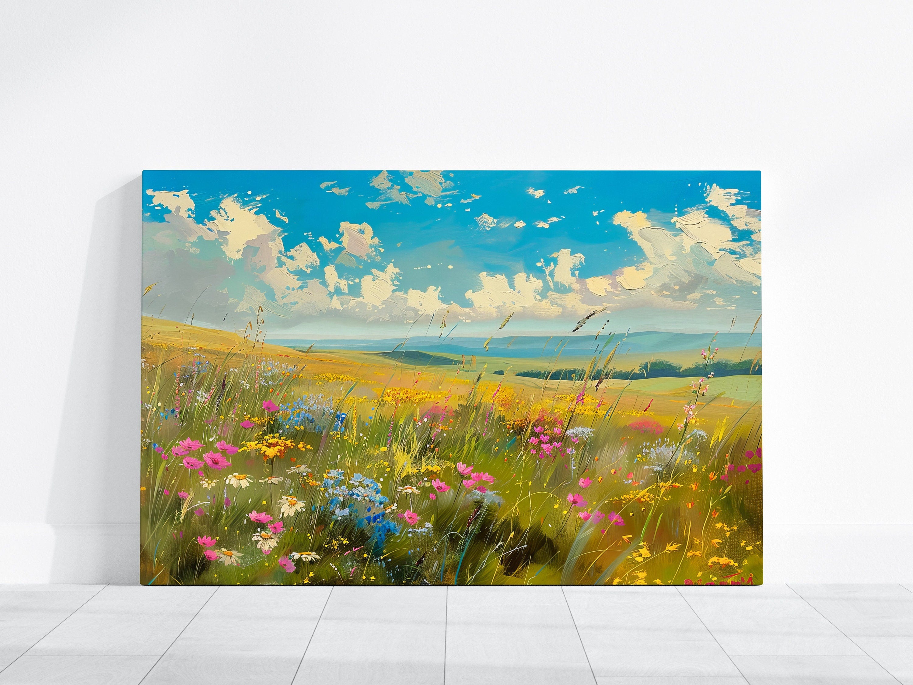 Blossoming Meadows Impressionistic Wildflower Field Interactive Wall Art