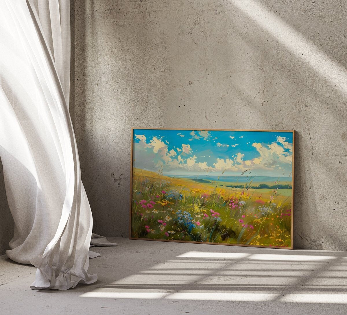 Blossoming Meadows Impressionistic Wildflower Field Interactive Wall Art