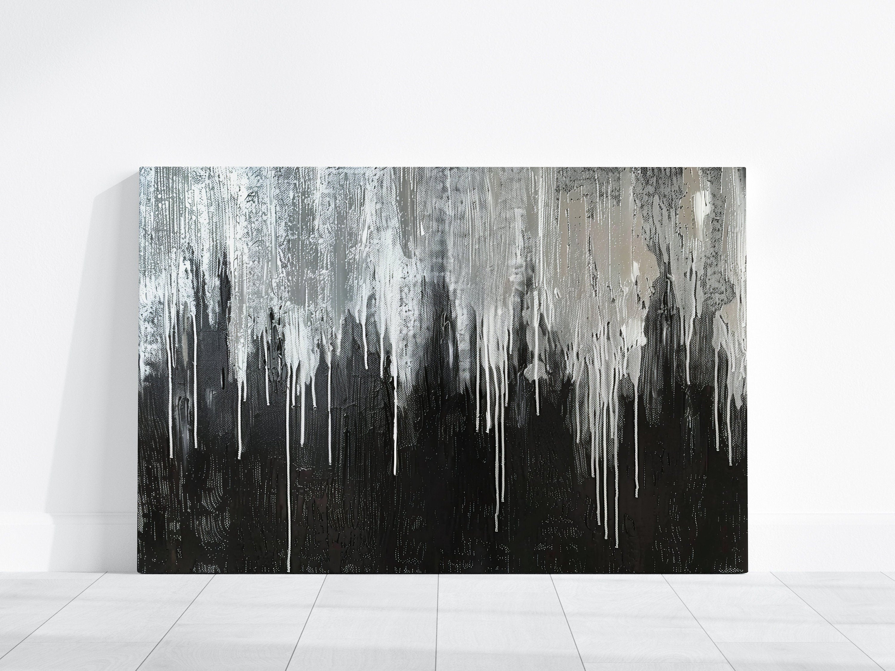 Abstract  black and white dripping Interactive Wall Art