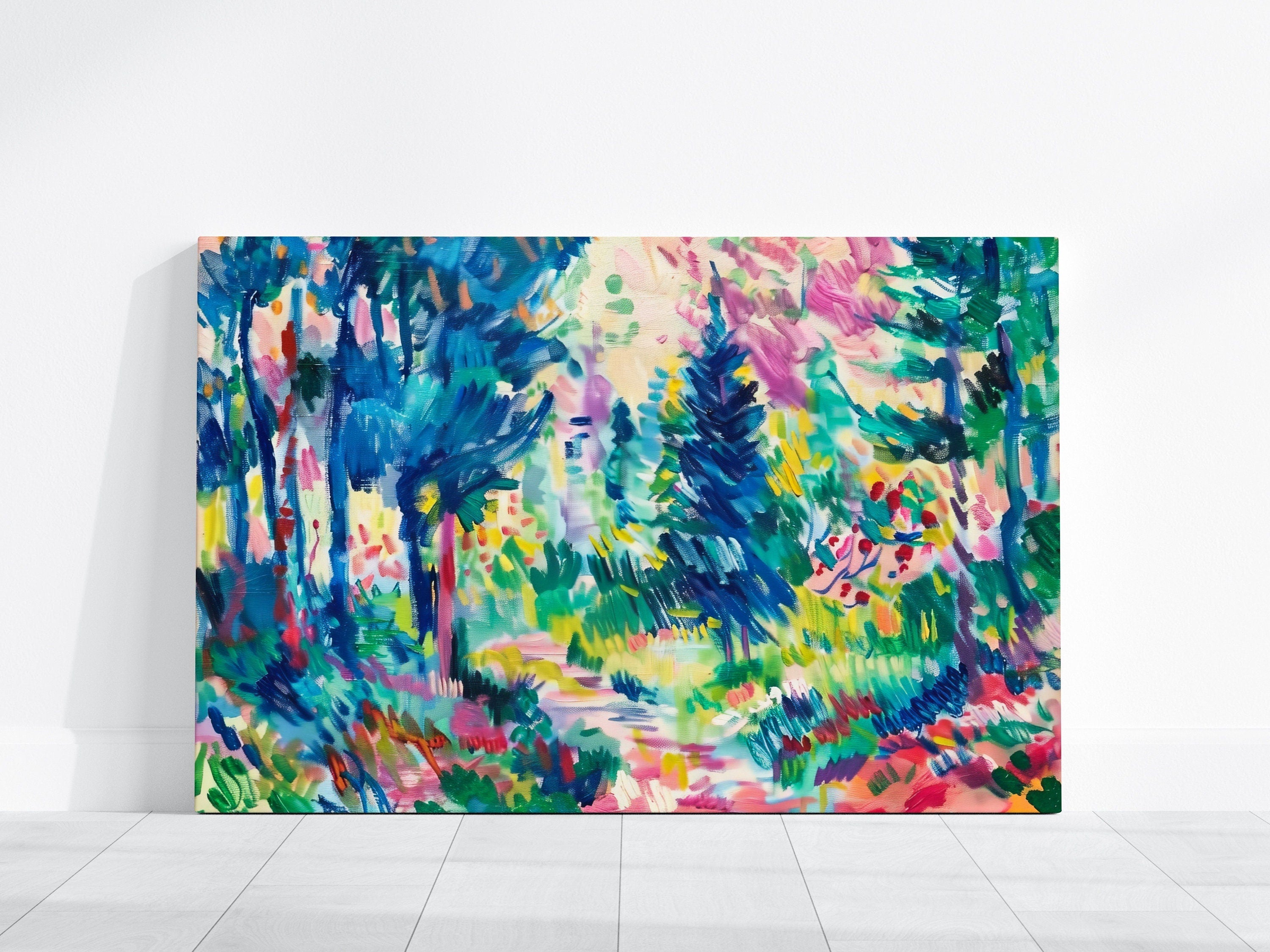 The Verdant Path: Impressionist Forest Landscape Art | Vibrant & Serene Wall Decor