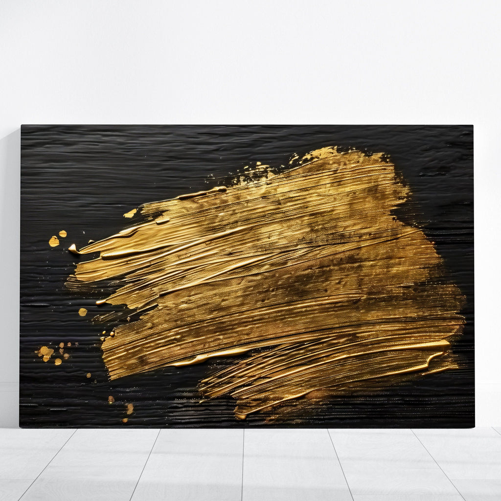 Golden Embrace Abstract Luxury on Black Interactive Wall Art