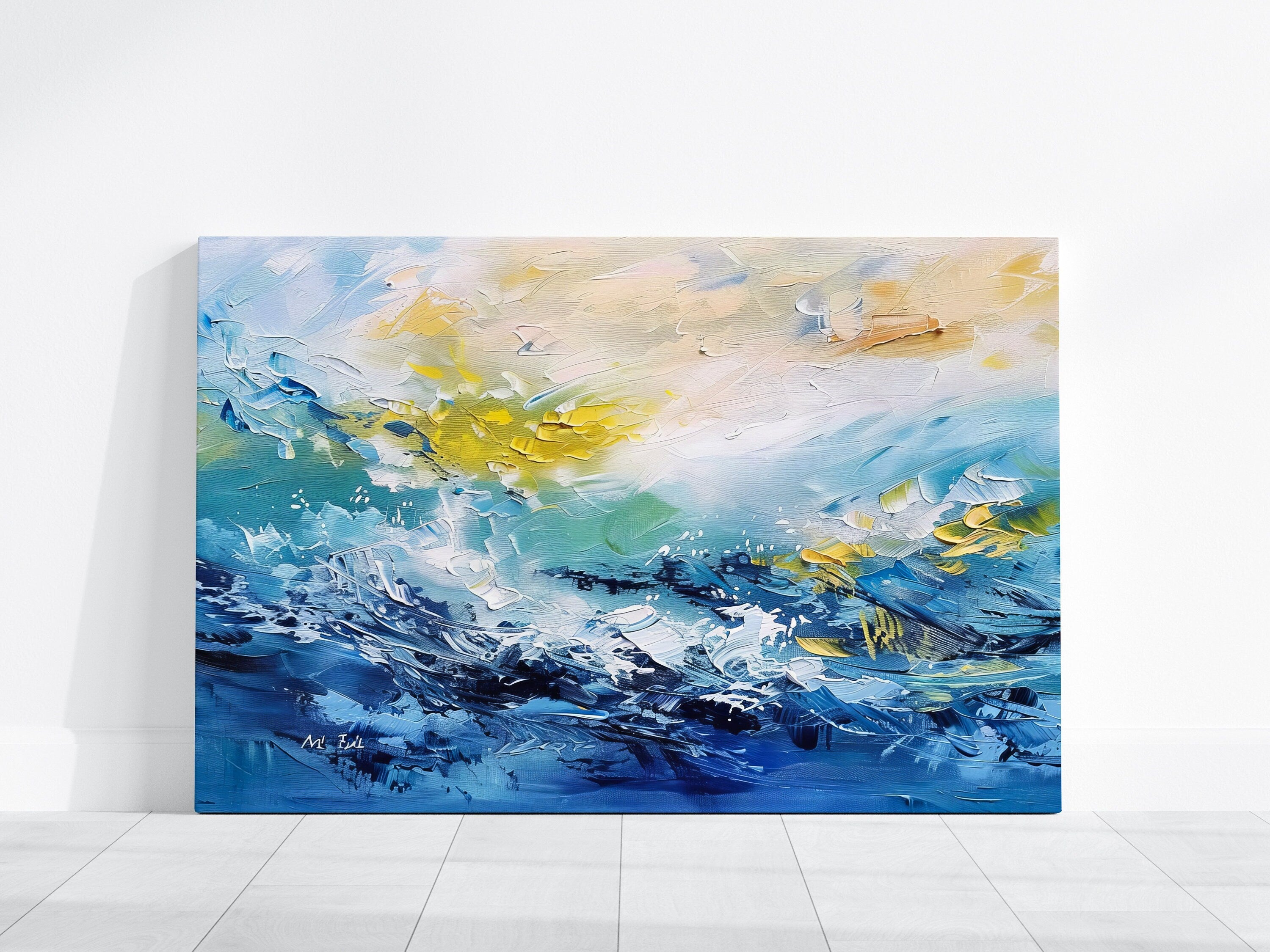 Ocean's Symphony: Impressionist Crashing Waves Art | Vibrant & Energetic Seascape Decor