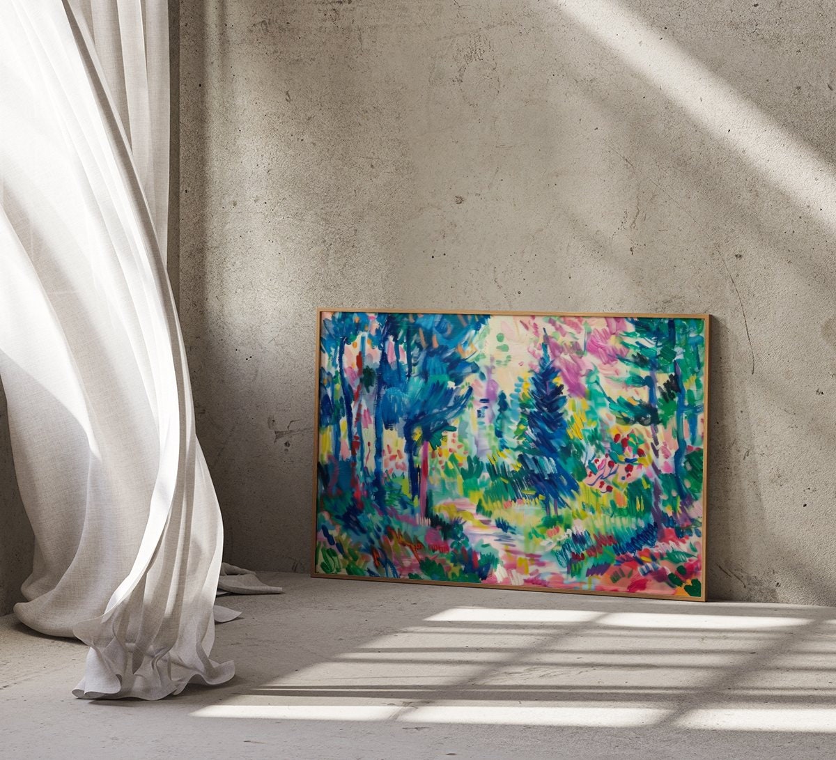 The Verdant Path: Impressionist Forest Landscape Art | Vibrant & Serene Wall Decor