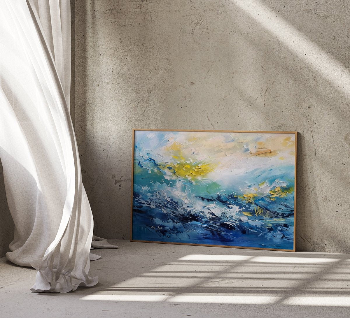 Ocean's Symphony: Impressionist Crashing Waves Art | Vibrant & Energetic Seascape Decor