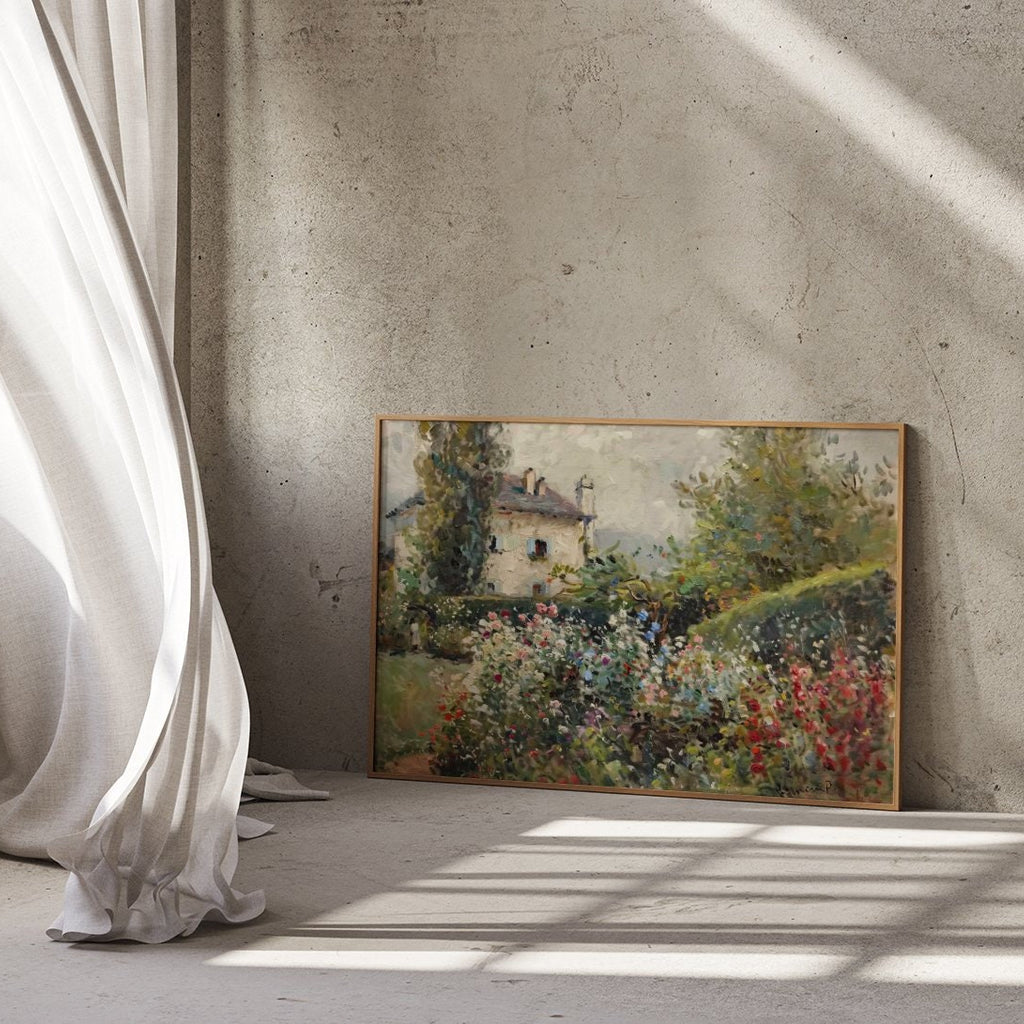 Blossoming Haven Impressionistic Cottage in Bloom Interactive Wall Art