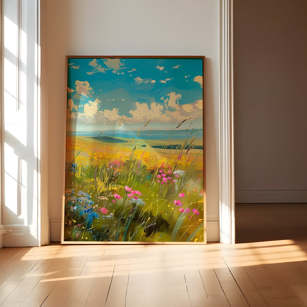 Blossoming Meadows Impressionistic Wildflower Field Interactive Wall Art