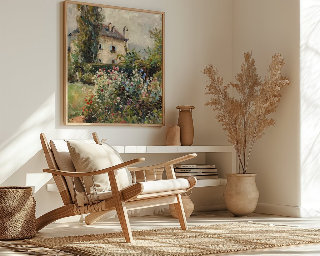 Blossoming Haven Impressionistic Cottage in Bloom Interactive Wall Art