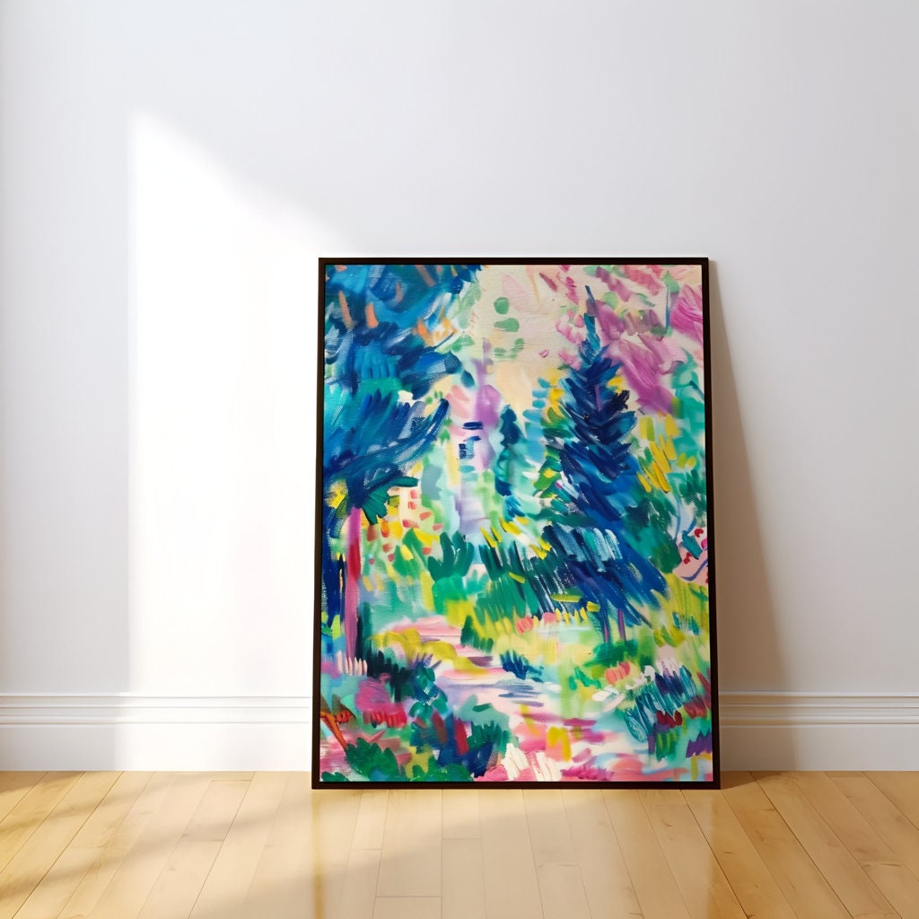 The Verdant Path: Impressionist Forest Landscape Art | Vibrant & Serene Wall Decor
