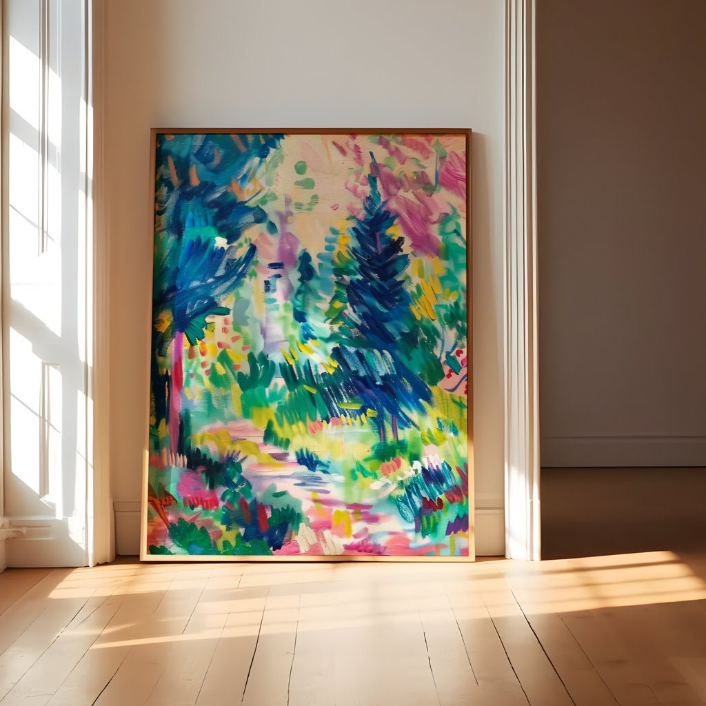 The Verdant Path: Impressionist Forest Landscape Art | Vibrant & Serene Wall Decor