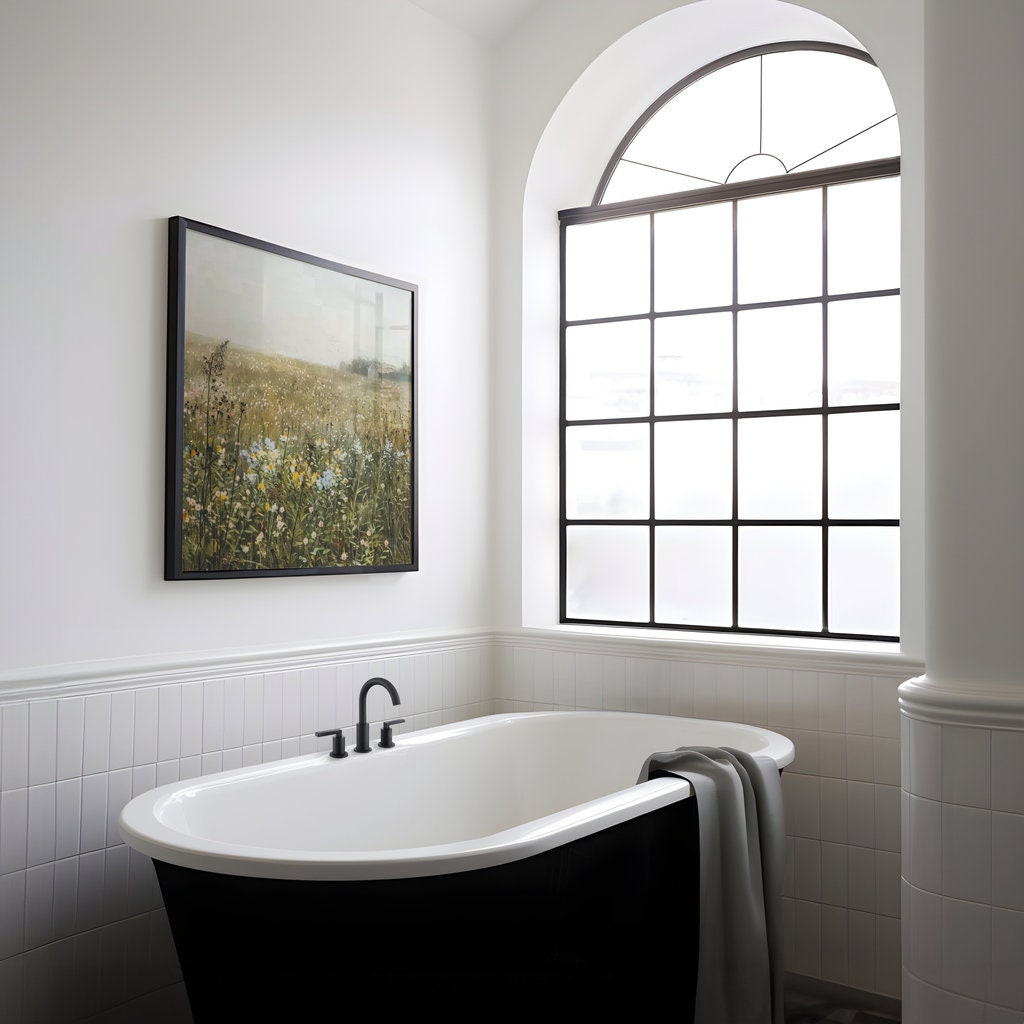 Whispers of Dawn: Impressionist Wildflower Field & Barn Art | Serene & Nostalgic Farmhouse Decor