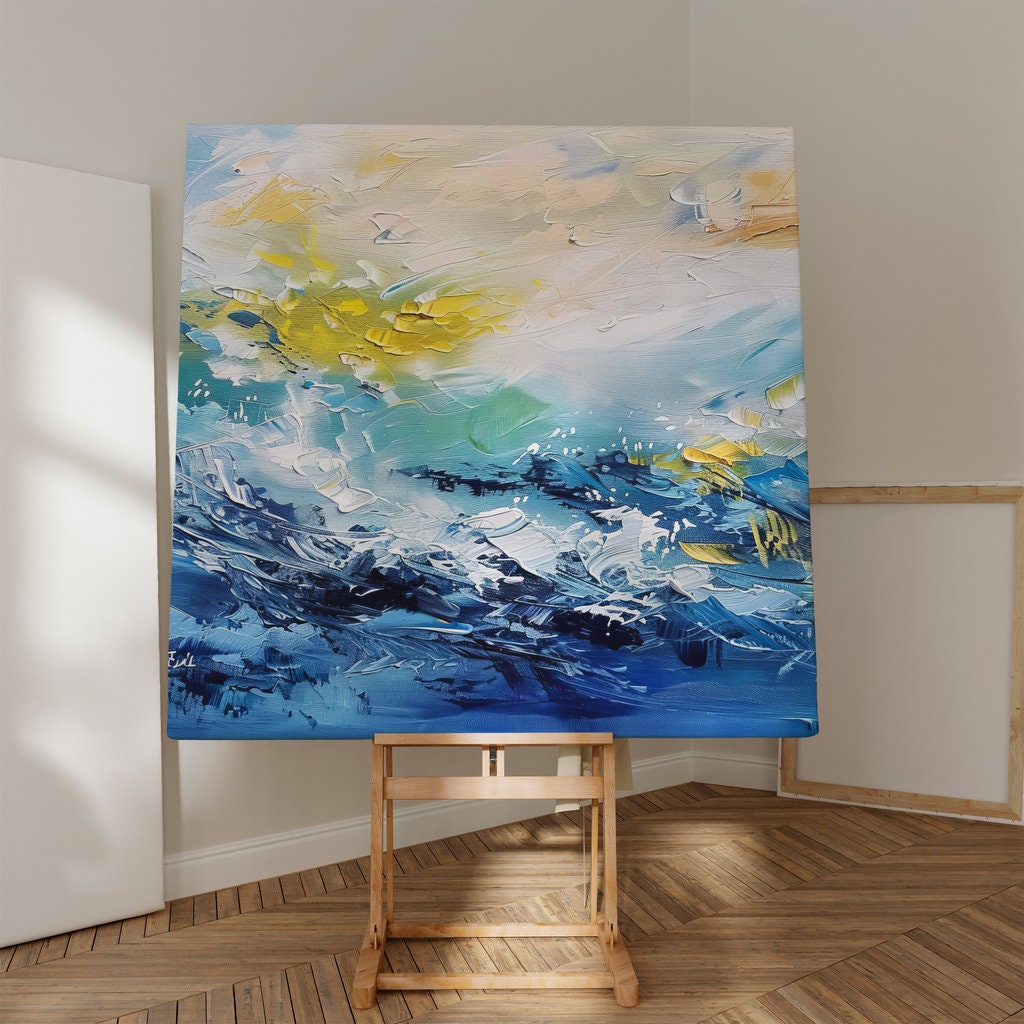 Ocean's Symphony: Impressionist Crashing Waves Art | Vibrant & Energetic Seascape Decor