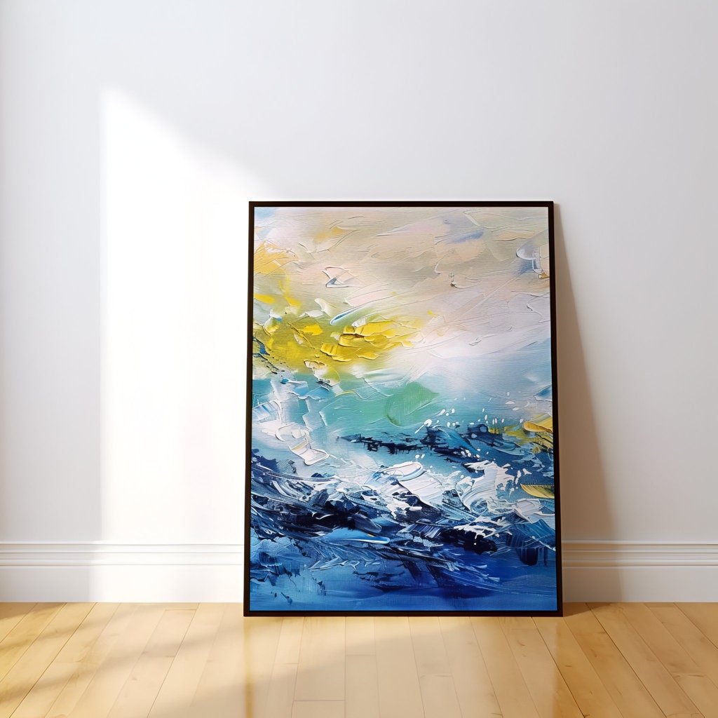 Ocean's Symphony: Impressionist Crashing Waves Art | Vibrant & Energetic Seascape Decor