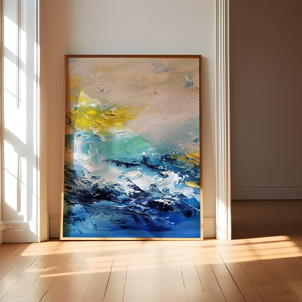 Ocean's Symphony: Impressionist Crashing Waves Art | Vibrant & Energetic Seascape Decor